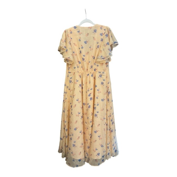 The Nines by Hatch Peach Chiffon Floral Midi Maternity Dress Size Large R1 - Picture 3 of 6